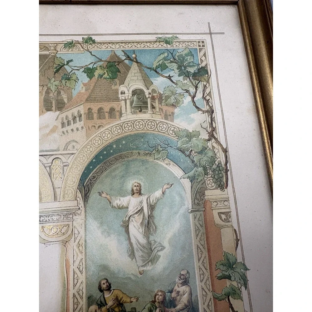 Antique 1914 Swedish Lutheran Confirmation‎ Certificate Framed Konfirmations